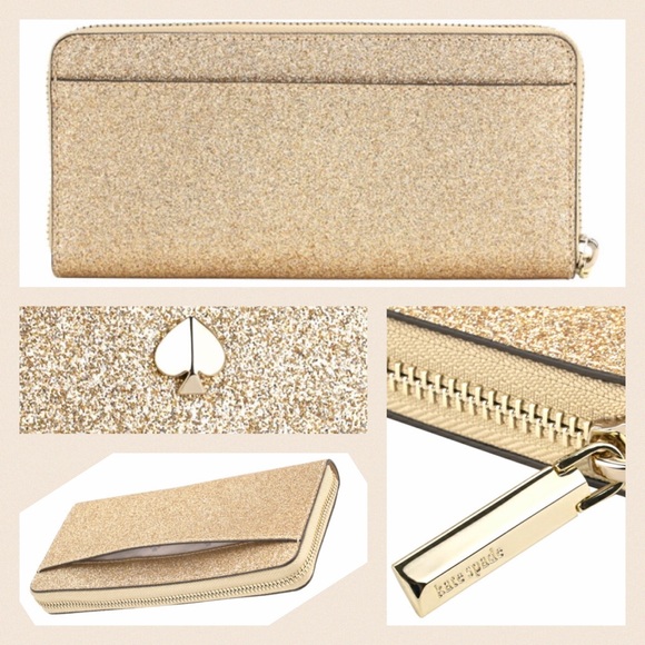 ✨KATE SPADE✨HOST PICK! Gold Glitter Wallet NEW - Picture 3 of 13